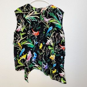 No. 21 Jungle Floral Ruffle Silk Blouse Size 40